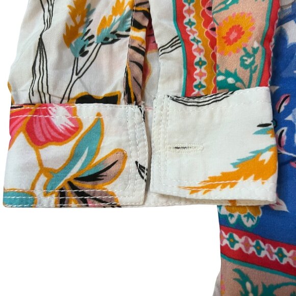 Soft Surroundings Samara Modal Shirt Colorful Floral Print Pearl Button Multi M - Picture 2 of 6